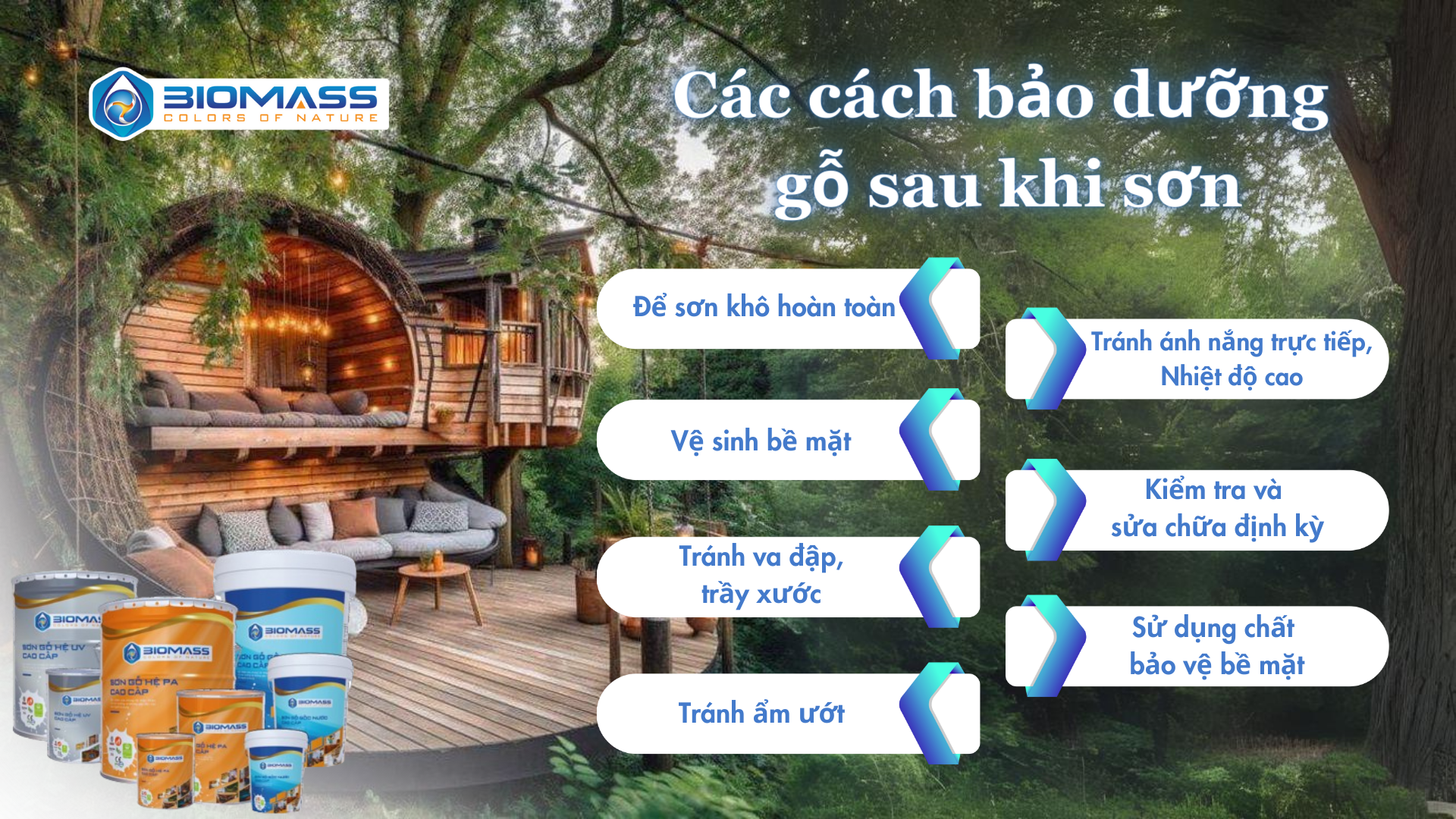 bảo dưỡng sơn gỗ cùng sơn gỗ gốc nước Biomass
