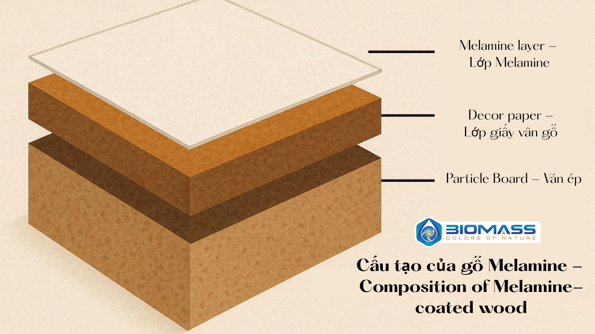 Cấu tạo của gỗ công nghiệp phủ Melamine